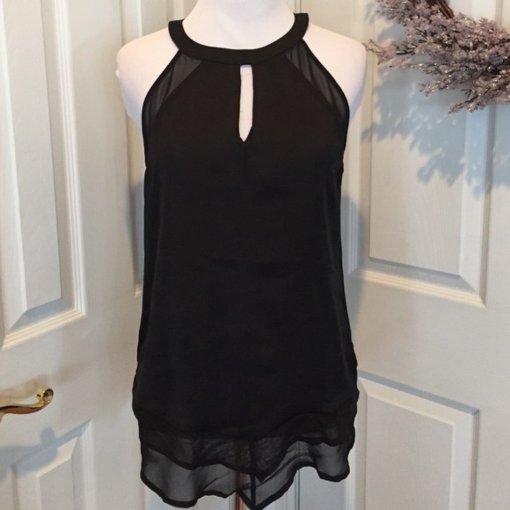 Black top with sheer detail